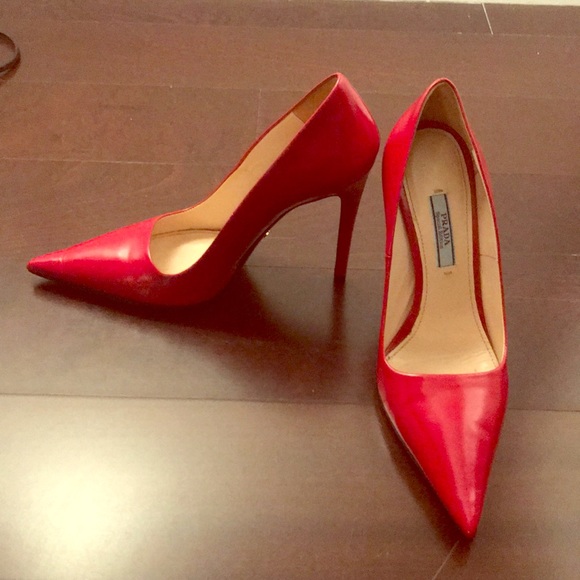 prada red pumps